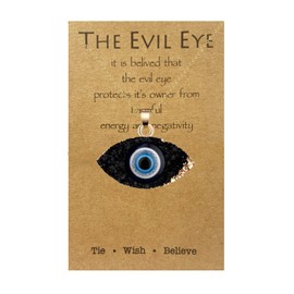Evil Eye Necklace and Evil Eye Bracelet Set Mal De Ojo Bracelets Blue Eye Pendant Lucky Protection Charm for Women (Black Evil)