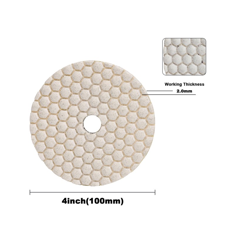 Solidure Diamond Polishing Disc,3Step Dry Diamond Polishing Pads 100mm for