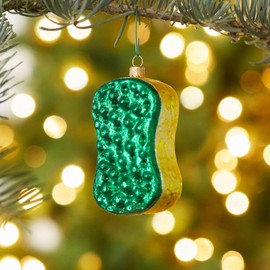 Sur La Table Sponge Glass Hanging Blown Glass Ornament - Painted by Hand Holiday Christmas Tree Decoration