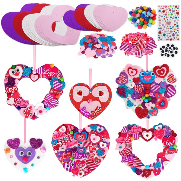 24 Sets Valentine's Day Foam Heart Craft Kits Heart Shaped
