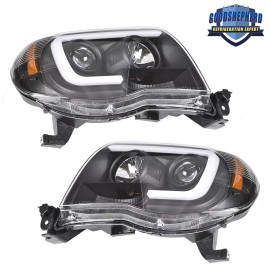 goodshepherd18 Projector Headlights For 2005-2011 Toyota Tacoma Left&Right Headlamps LED Tube