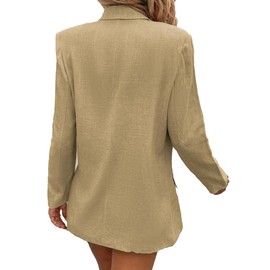 Mina Self Summer Womens Linen Blazers Jackets Lightweight 2024 Spring Long Sleeves Business Casual Dressy Office Light Clothes Blazers Suit Jacket for Women, Daily/Work, Khaki Medium Size