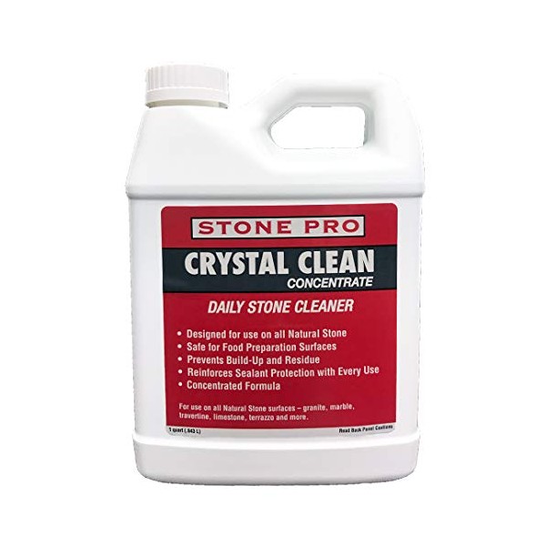 StonePro – Crystal Clean (1 Quart - 32 Fl Oz) (For Stone Surfaces, Stainless Steel, Windows, Mirrors & Glass)