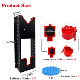 YCWF Wall Mount Buffer Polisher Holder,2 Pcs Polishing Machine Rack with 5pcs Polishing Pads,Angle Grinder Holder,Polisher Hanger for Auto Care Tools Waxing Car Polishing Machine