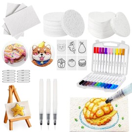 Ruichi Magic Puffy Paint, 48Pcs Magic Foam Texture Painting Kit, 3D Drawing Set, DIY Art Supplies for Handmade, with 10 Canvas Sponge, 24 Colored Pens, 3 Water Pens, 10 Bead Chain and 1 Mini Easel