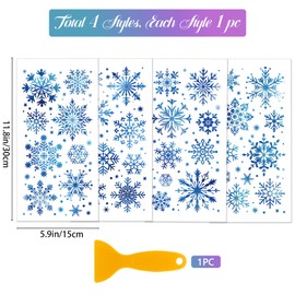 GLOBLELAND 4 Sheets Christmas Winter Snow Rub on Transfers Blue Snowflakes Furniture Decor Transfer Stickers 11.8x5.9inch Decals Stickers for Bedroom Living Room Desk Table Decoration