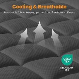 MATBEBY Twin XL Mattress Pad - Cooling Breathable Mattress Topper, Quilted Fitted Mattress Protector, Pillow Top Mattress Cover with 8-21" Deep Pocket, Machine Washable, Dark Grey, Twin Extra Long