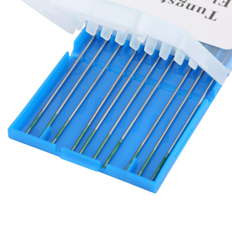 10Pcs Pure Tungsten Electrodes WP Green Tip for AC Tig