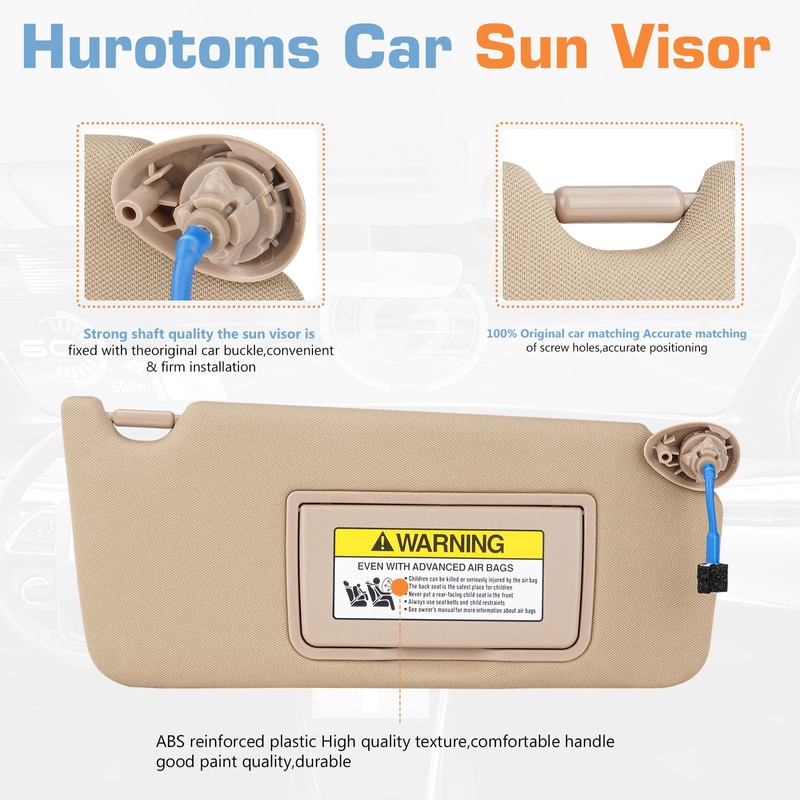 Hurotoms Sun Visor for 2008-2017 Honda Accord, Right Passenger Side