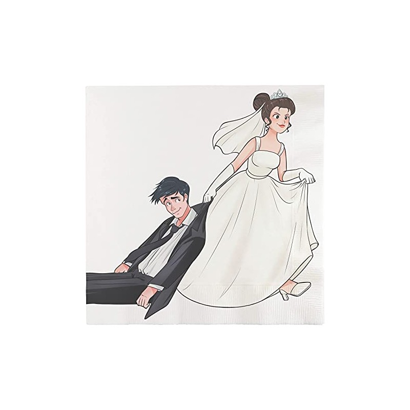 Iconikal Funny Wedding Napkins, Disposable Dinner Paper Party Napkins, Bride