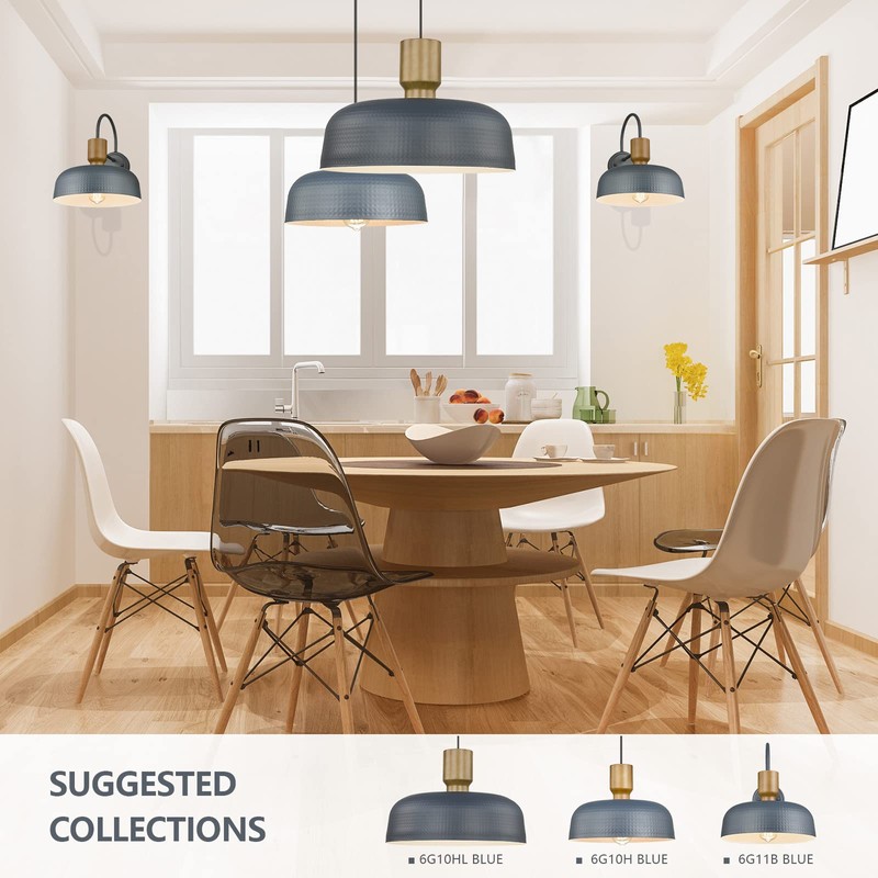 Darkaway Oversized Industrial Pendant Light Fixtures with Hammered Metal Shade,