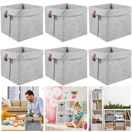 6Pcs Storage Cubes Felt Fabric Cube Storage Bins 9 x 9 x 10inch Collapsible Storage Bins with Hanging Ring 12L Foldable Cube Baskets Nursery Cubby Storage Baskets Box for Clothes Books Shoes ○