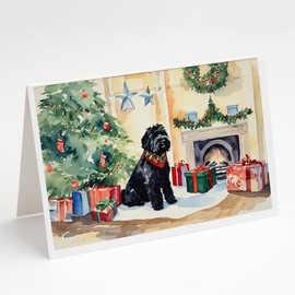 Caroline's Treasures DAC2613GCA7P Black Russian Terrier Cozy Christmas Greeting Cards Pack of 8 Blank Cards with Envelopes Whimsical A7 Size 5x7 Blank Note Cards