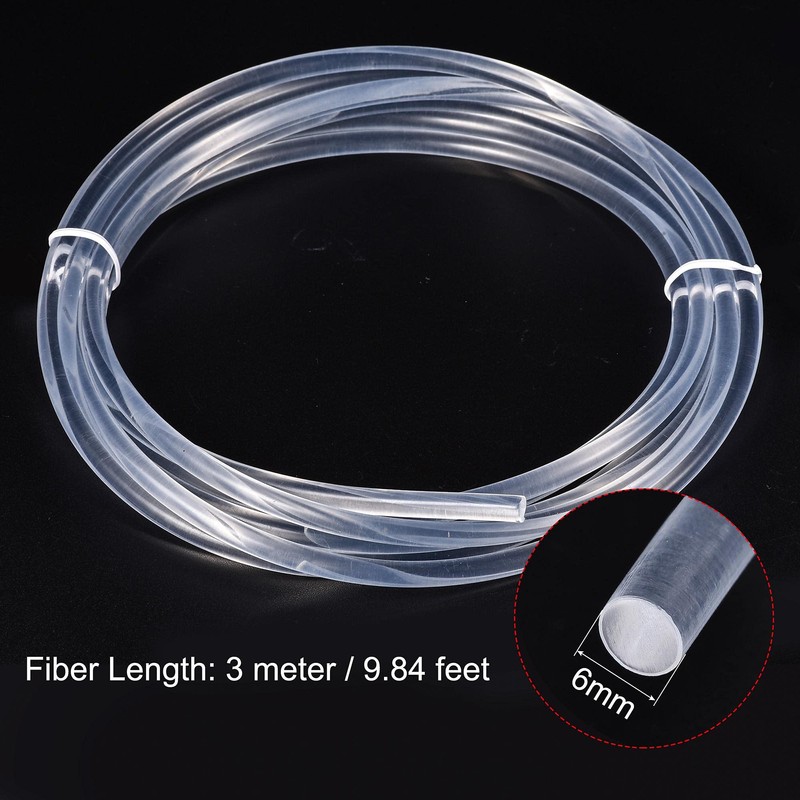 sourcing map PMMA Side Glow Fiber Optic Cable 6mm 3.0M