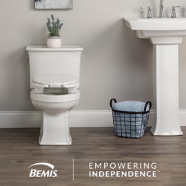 Bemis Steadfast 3" Raised Toilet Seat with Open-Front, Hinges that Never Loosen, Elongated
