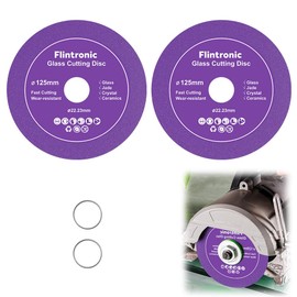 Flintronic Pack of 2 Diamond Cutting Disc, Diameter 125 mm x 15 mm Glass Cutting Disc, 22.23 mm Inner Glass Cutting Disc, Diamond Saw Blade Cut, for Glass, Ceramic, Ceramic Tiles (Purple)