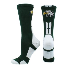 MadSportsStuff Eagles Logo Athletic Crew Socks (Dark Green/White, Medium)