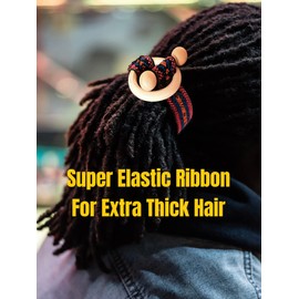 2 Pcs Toggle Hair Tie Dreadlock Accessories elastic ribbon Embedded Ponytail Holders Colorful Bohemian Style Loc Hair Accessories Long Dread Bands for Women Men (Cyan, Indigo)