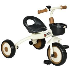 Qaba Toddler Tricycle for 2-5 Years Old with Adjustable Seat, Kids Trike, Toddler Bike with Basket, Bell, Handlebar Grips, White