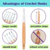 Beech Wood Crochet Hooks 3.0mm~6.5mm, Ergonomic Crochet Hooks Set with