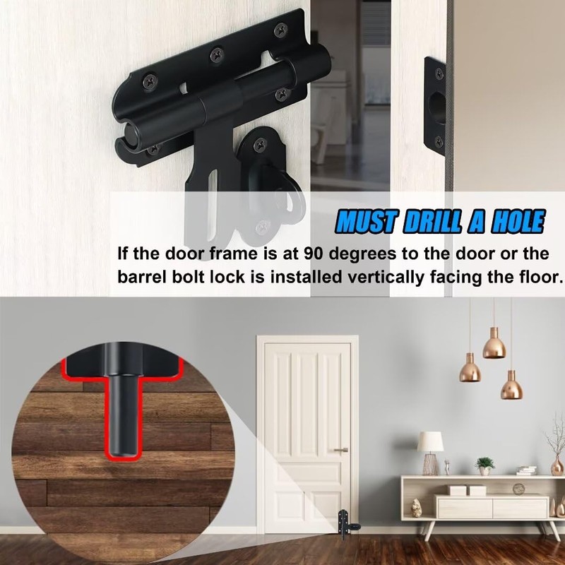 Mooche Black Garden Gate Bolt Lock 100mm (4inch), Slide Door