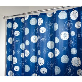 InterDesign Novelty Fabric Shower Curtain, 72" x 72", Sand Dollar, Blue