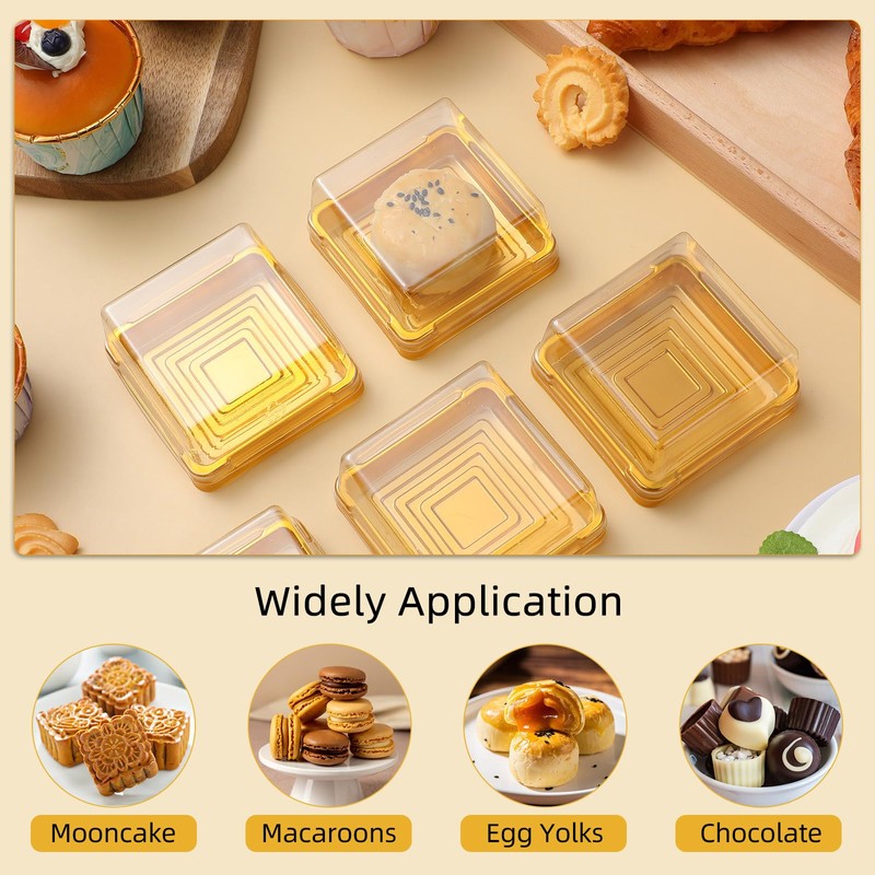 NIYANGLE 50 Pcs 3 Inch Mini Cake Box, Clear Plastic