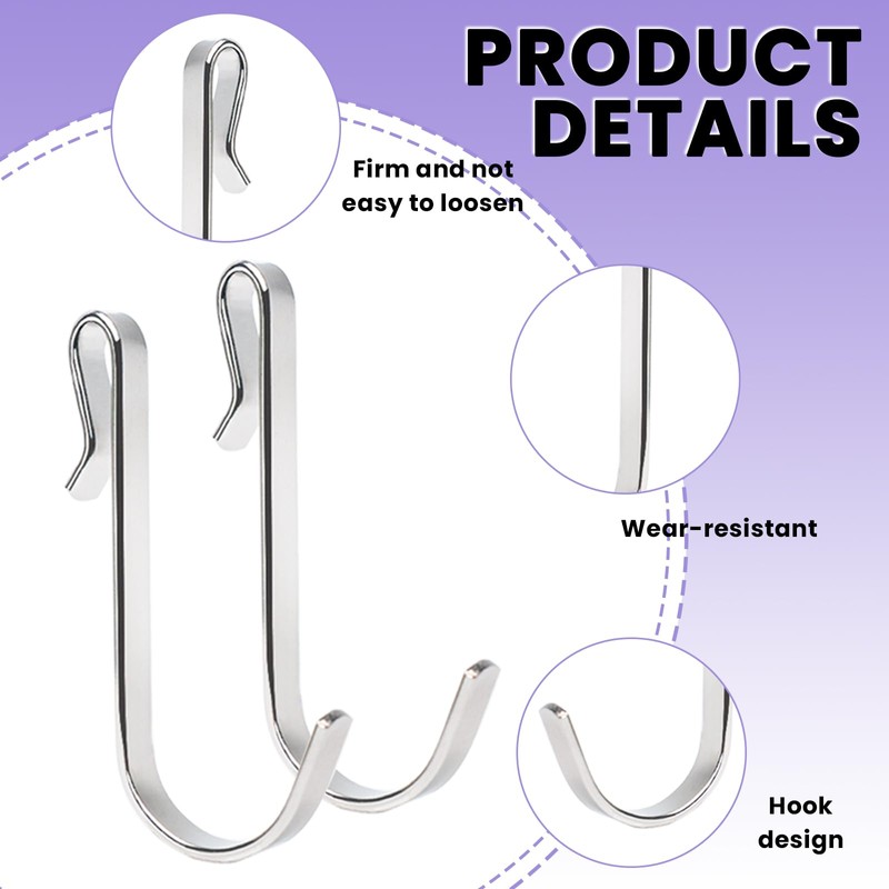 30 PCS S-Shaped Stainless Steel Hanger Clip-on Hook, Silver Wire