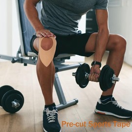 12 Pcs Kinesiology Tape for Knees,Waterproof & Elastic Athletic Tape,Breathable & Comfortable Muscle Sports Tape,Pre Cut Knee Tape,Provide Support and Stability for Running,Cycling,Sports (Skin color)