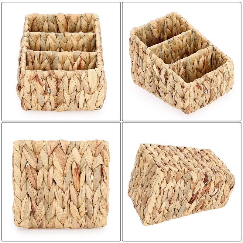 BSTKEY Natural Water Hyacinth Remote Control Storage Holder, Woven 3