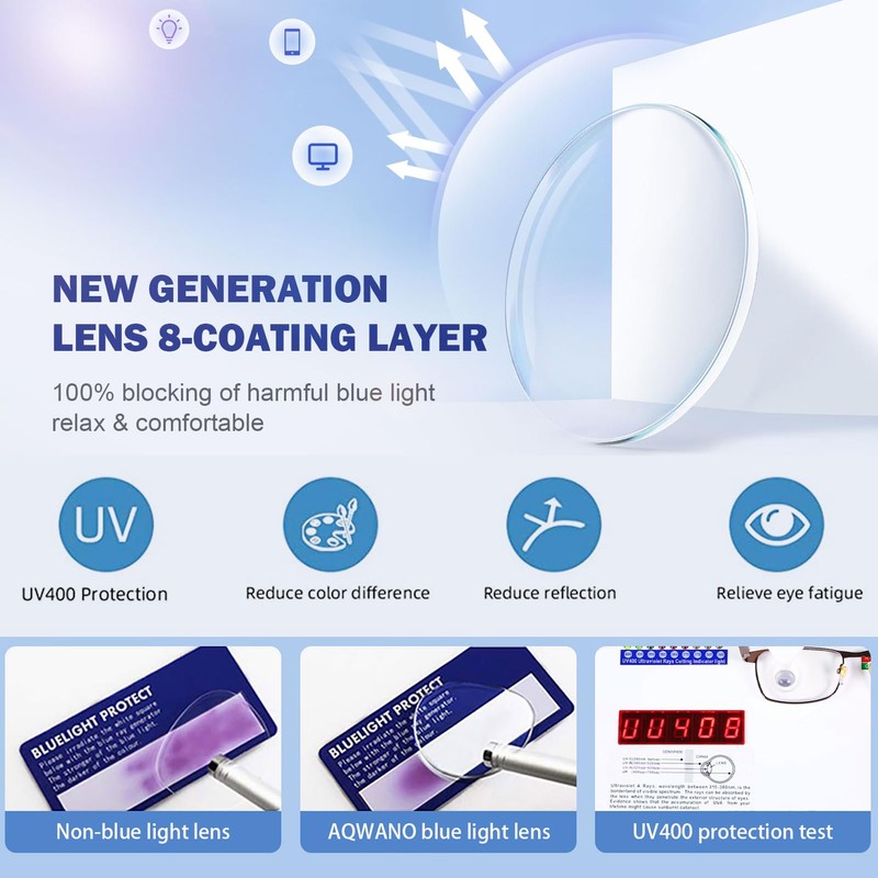 AQWANO Rimless Reading Glasses Computer Blue Light Blocking for Women