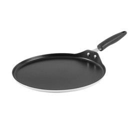 Restaurantware-Met Lux 12 Inch Round Griddle With Stay-Cool Handle, 1 No-Stick Flat Top Grill - Compatible With Gas And Electric, Durable, Aluminum Griddle Pan, Even-Heating, For Cooking Eggs