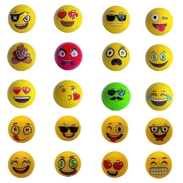 Lightahead USGOLFER Assortment of Random Selection of 12 Unique Emoji Golf Balls Selected from The Image in The Listing.Novelty Golf Gift for All Golfers.