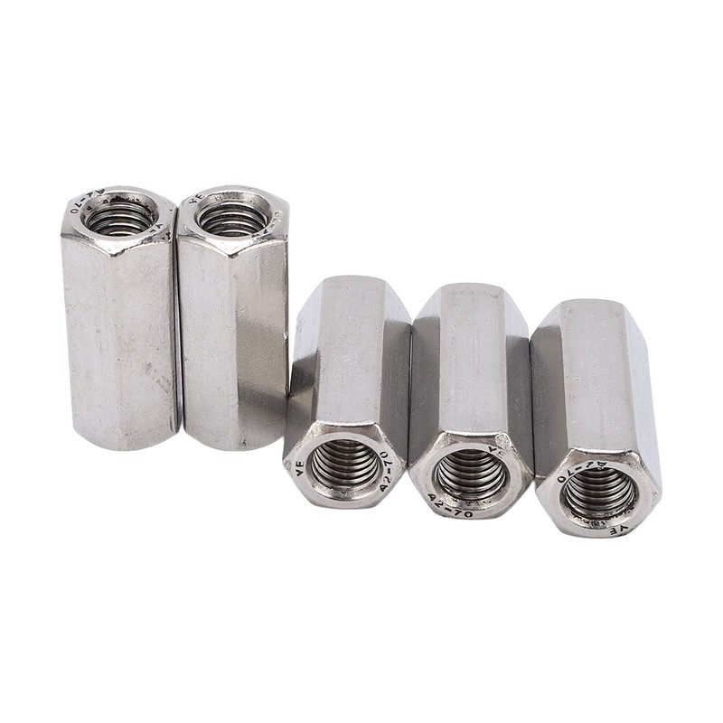 5Pcs Coupling Nut Hex Stainless Steel Anti Corrosion M12 Connector