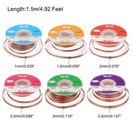 sourcing map Solder Wick Braid No-Clean Desoldering Wick Braid 0.04-0.14 Inch Width 5 Feet Length for Remove The Solder Electrical Components 1 Set