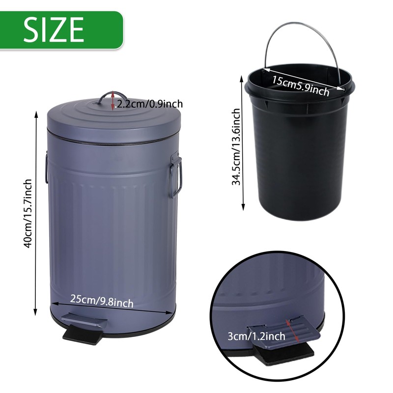 Umtiti Dog Poop Trash Can with Lid for Outdoors，3.2 Gallon