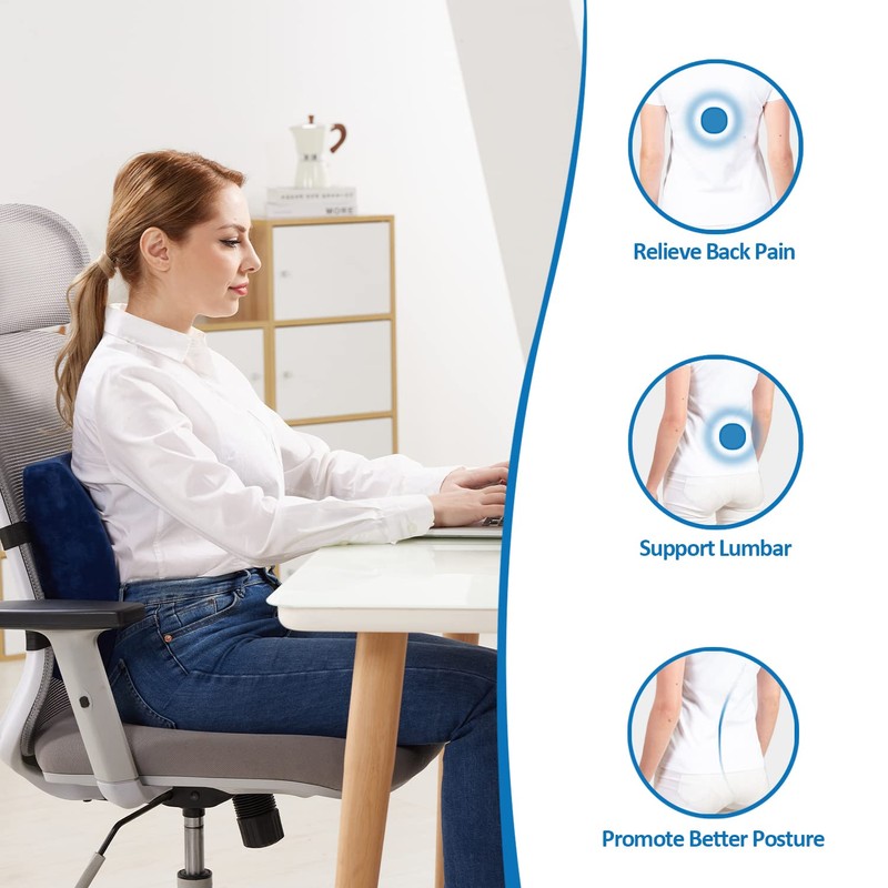SAIREIDER Office Chair Lumbar Pillow, Memory Foam Back Support Pillows