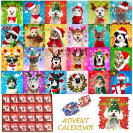 2024 Jigsaw Puzzle - Christmas Pets,Christmas Family Holiday Puzzle 1008 Pieces Jigsaw Puzzle 24 Boxes Puzzles for Christmas Holiday Puzzle Countdown to Christmas Puzzles Gift
