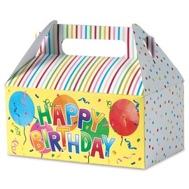 Current Colorful Birthday Gable Treat Boxes, Pack of 6, Party Goodie Gift Boxes for Birthdays, 6 1/2 x 4 x 4 1/2" H Gable Style Favor Box, Candy