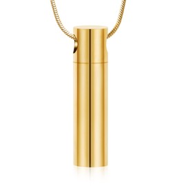 Minicremation Cylinder Cremation Urn Necklace for Ashes, Cremation Jewelry Memorial Keepsake Jewelry Ashes Necklace for Ashes (Gold)