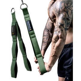 Professional Tricep Rope Cable Attachment with 3 Adjustable Handles - Heavy Duty Gym Rope for Push Downs, Face Pulls, Overhead Presses & Full-Body Exercises (Ideal for Cable Machines) (Olive Green)