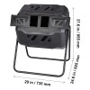 43-Gal Dual Chamber Composting Tumbler Large Tumbling Rotating Steel Frame