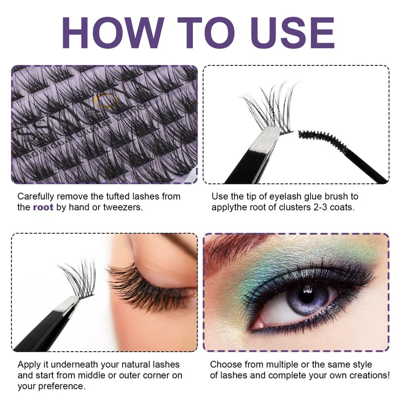 KISSXIAOYA Cluster Eyelash Extension, Lashes, Eyelash Curler, Eyelash Seal, Tweezers,