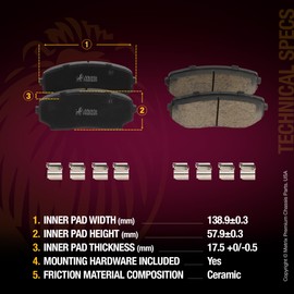Metrix Premium Chassis Parts - Front Ceramic Disc Brake Pad Set & Vented Brake Rotor (12.60 inch) Kit Fits Ford Edge, Lincoln MKX, Made in Europe