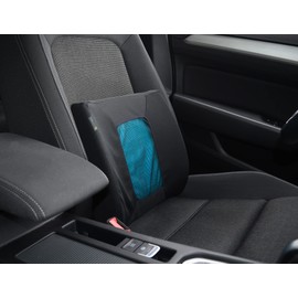 Kine Travel 169821 Lumbar Pillow Gel Car Office Ergonomic Physiotherapist Approved, black/blue, Cooling gel pad