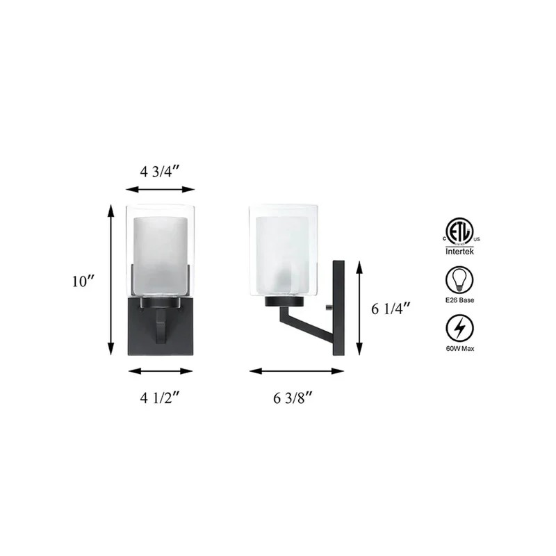 US Instock ETL Farmhouse Glass Round Wall Light Bathroom Etl