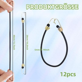 Set of 12 Universal Luggage Straps with Hooks for Protection in 3 Lengths, Multicoloured, Extra Strong - Tie Down Straps, Rubber Bands, for Motorcycle, Luggage, Roof Rack, Tents, Tarpaulins, Camping,