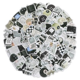 122pcs Cute Aesthetic Stickers for Water Bottle Black and White Aesthetic Stickers for Kids Y2K Vinyl Stickers Waterproof Retro Vintage Stickers for Adults Teens Laptop Scrapbook Skateboar Computer
