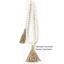 Becho 1 pc 57 Inches Wood Bead Garland with Tassels Home Decor Beads Prayer Beads Farmhouse Beads Wall Hanging Decor