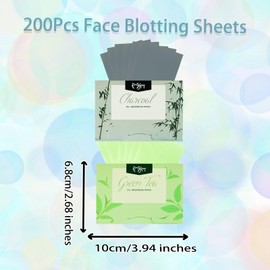 Benepoint Oil Blotting Sheets, Unisex Oil Control Film Easy Dispensing Oil Absorbing Sheets Natural Face Blotting Sheets for Oily Skin (Bamboo Charcoal+Green Tea, 200 Sheets)